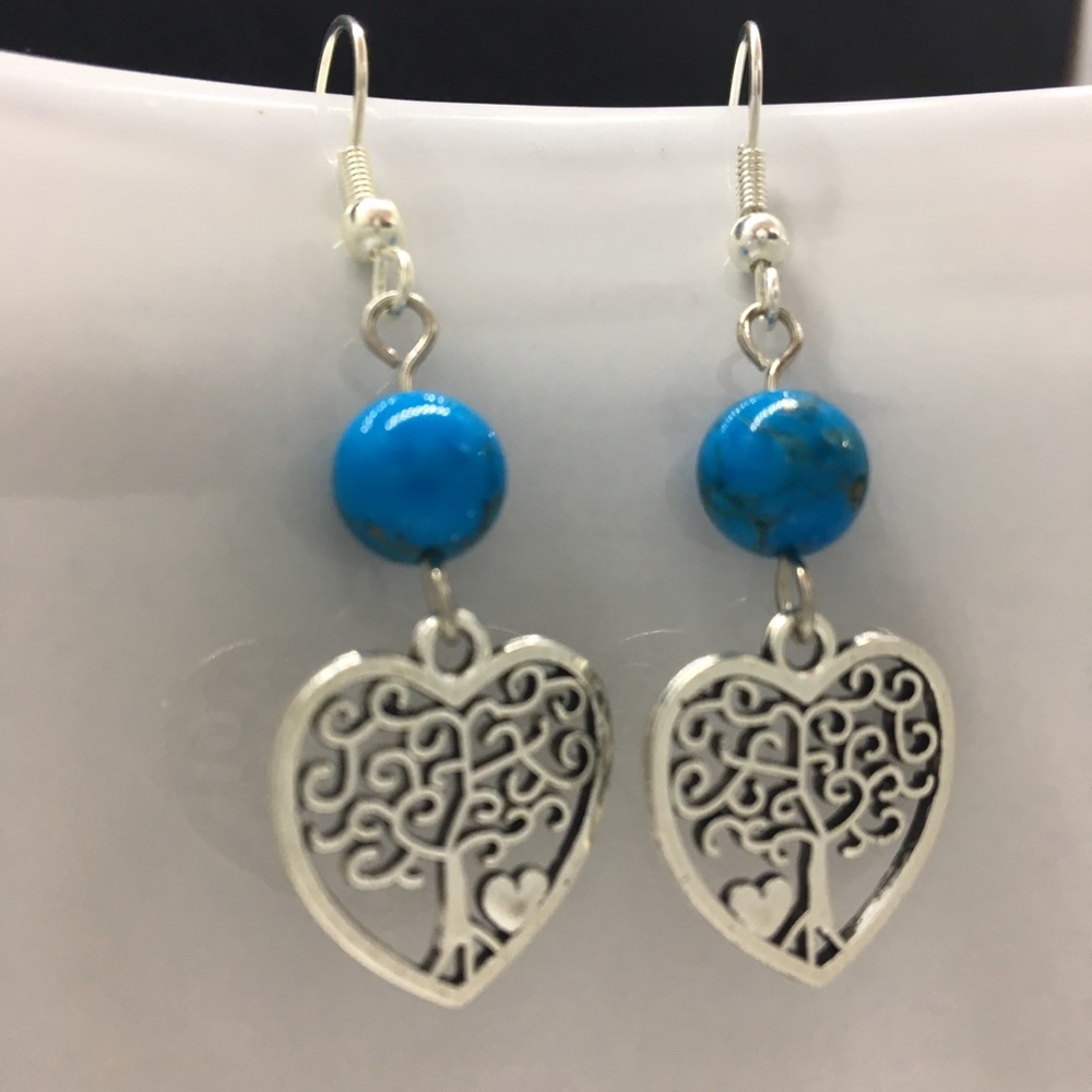 Beautiful turquoise and silver plated earrings